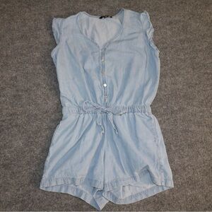 Light Blue Jean material Sleeveless Romper